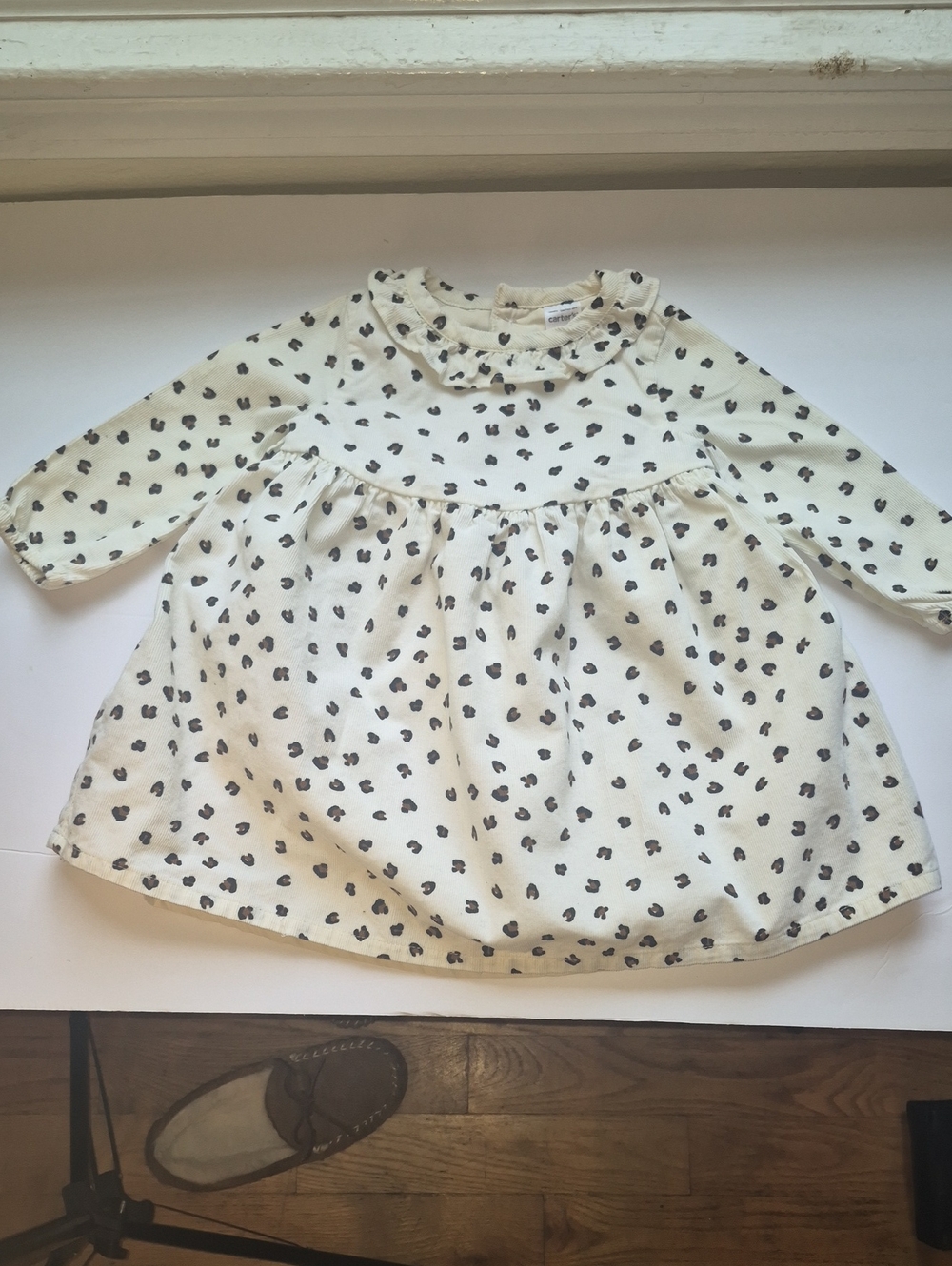 Girls 12m Carter's Cream Dress with Black /Brown Accents